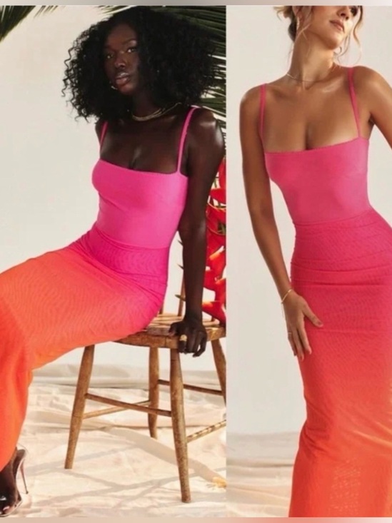 House of CB Dresses & Skirts - House of CB Calista Ombré Flame Mesh Corset Maxi Dress Size 10/12  L+/XL